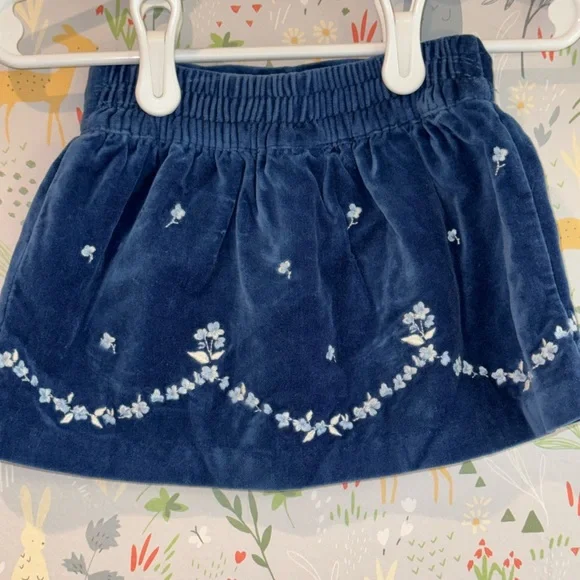 Blue Velvet Janie and Jack Skirt Baby Blue Floral Embroidery 3-6 Mo Hanukkah - Picture 13 of 13